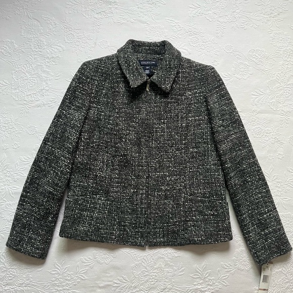 NWT Jones New York Signature Tweed Wool Blend Petite Zip Up Short Jacket 12P - Picture 14 of 14